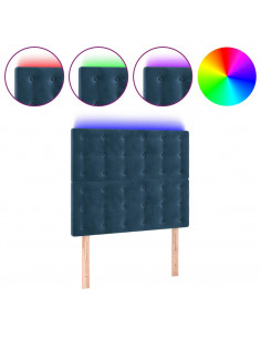 Testiera a LED Blu Scuro 90x5x118/128 cm in Velluto 2
