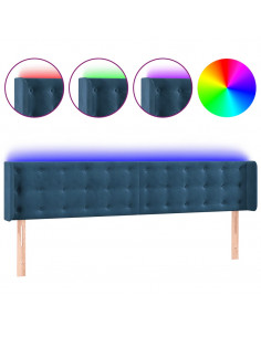 Testiera a LED Blu Scuro 183x16x78/88 cm in Velluto 2