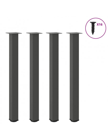 Gambe per Tavolino 4 pz Antracite 90-92 cm in Acciaio