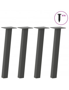Gambe per Tavolino 4 pz Antracite 42 cm in Acciaio