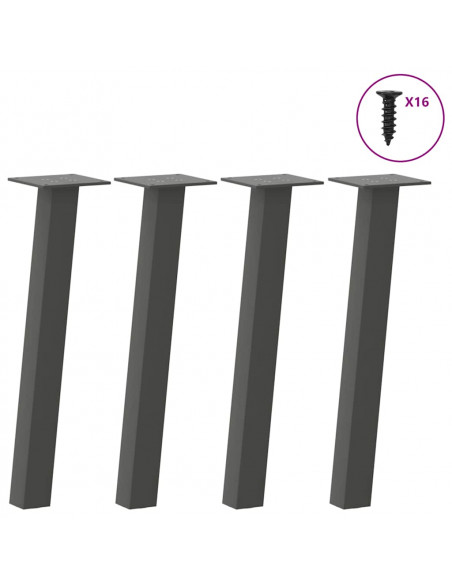 Gambe per Tavolino 4 pz Antracite 42 cm in Acciaio