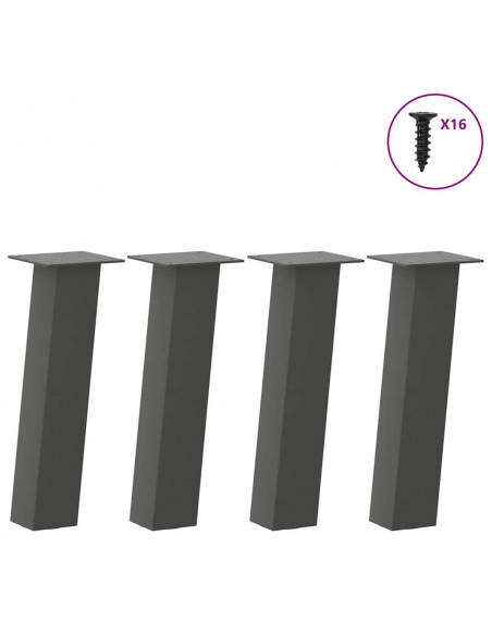 Gambe per Tavolino 4 pz Antracite 42 cm in Acciaio