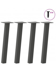 Gambe per Tavolino 4 pz Antracite 30 cm in Acciaio