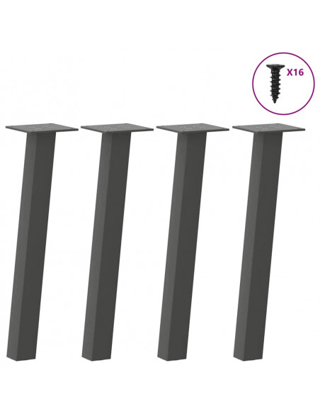Gambe per Tavolino 4 pz Antracite 30 cm in Acciaio