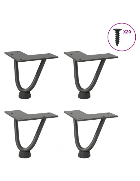 Gambe Tavolo a Forcina 4 pz Antracite 10 cm Acciaio Massiccio