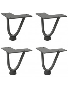 Gambe a forcina per tavolino 4 pz antracite 10 cm acciaio massiccio 2