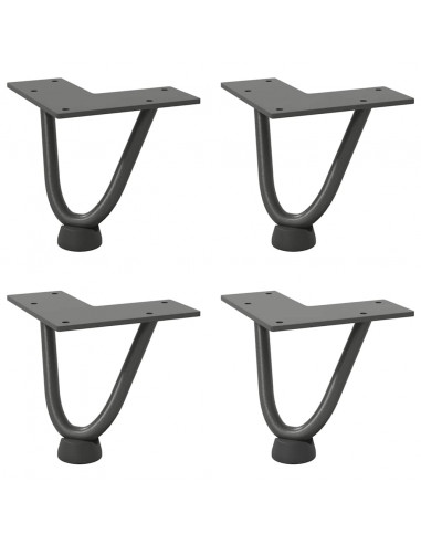 Gambe a forcina per tavolino 4 pz antracite 10 cm acciaio massiccio