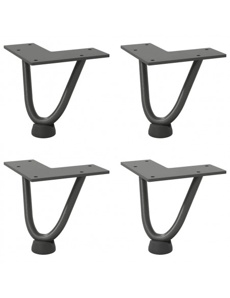 Gambe Tavolo a Forcina 4 pz Antracite 10 cm Acciaio Massiccio
