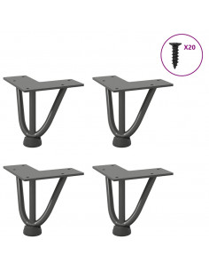 Gambe Tavolo a Forcina 4 pz Antracite 10 cm Acciaio Massiccio