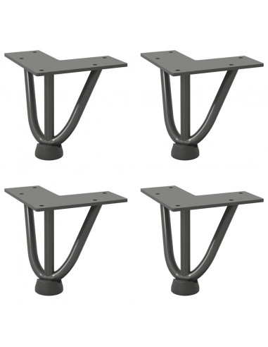 Gambe Tavolo a Forcina 4 pz Antracite 10 cm Acciaio Massiccio