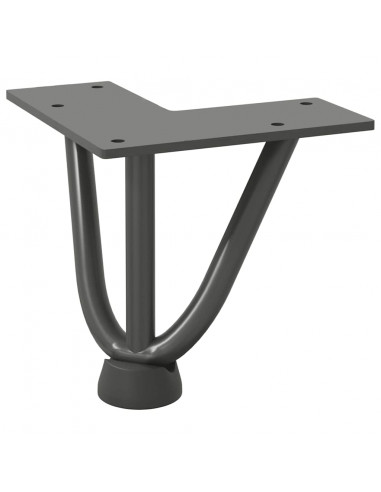 Gambe Tavolo a Forcina 4 pz Antracite 10 cm Acciaio Massiccio