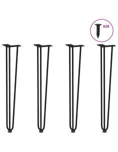 Gambe per Tavolo a Forcina 4 pz Nero 72 cm in Acciaio Massiccio