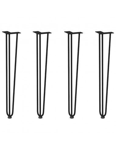 Gambe per Tavolo a Forcina 4 pz Nero 72 cm in Acciaio Massiccio