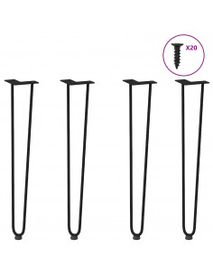 Gambe per Tavolo a Forcina 4 pz Nero 72 cm in Acciaio Massiccio