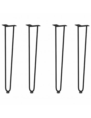 Gambe per Tavolo a Forcina 4 pz Nero 72 cm in Acciaio Massiccio