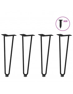 Gambe per Tavolo a Forcina 4 pz Nero 42 cm in Acciaio Massiccio