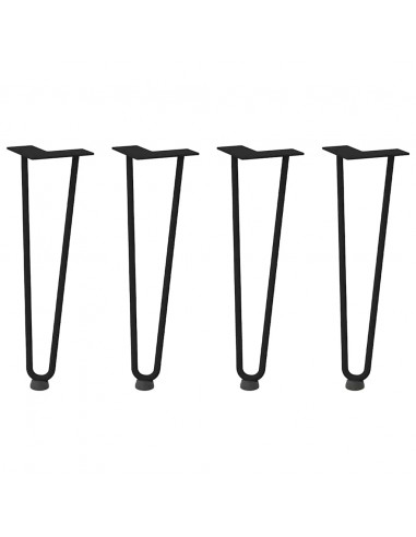 Gambe per Tavolo a Forcina 4 pz Nero 42 cm in Acciaio Massiccio