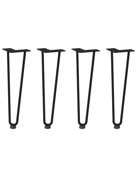 Gambe per Tavolo a Forcina 4 pz Nero 42 cm in Acciaio Massiccio