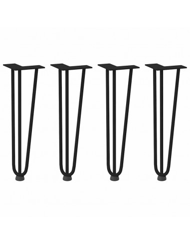Gambe per Tavolo a Forcina 4 pz Nero 42 cm in Acciaio Massiccio