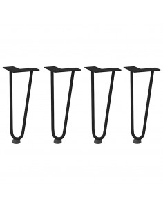 Gambe a forcina per tavolino 4 pz nere 30 cm in acciaio massiccio 2