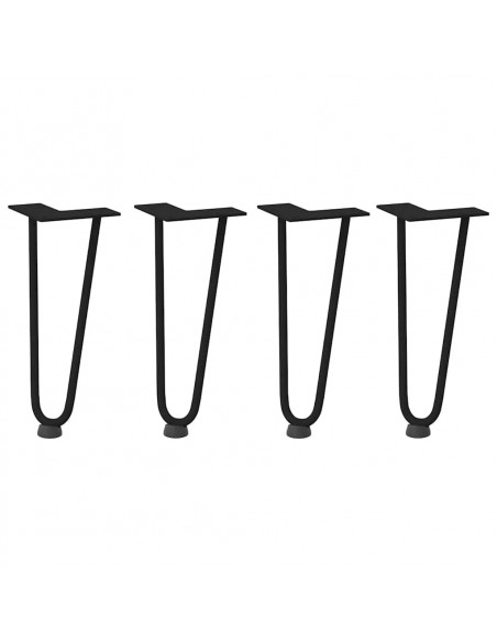Gambe per Tavolo a Forcina 4 pz Nero 30 cm in Acciaio Massiccio