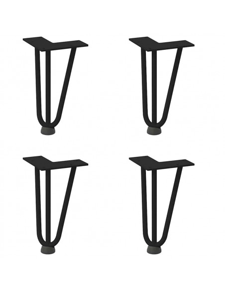 Gambe per Tavolo a Forcina 4 pz Nero 20 cm in Acciaio Massiccio