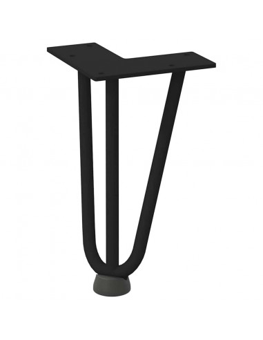 Gambe per Tavolo a Forcina 4 pz Nero 20 cm in Acciaio Massiccio
