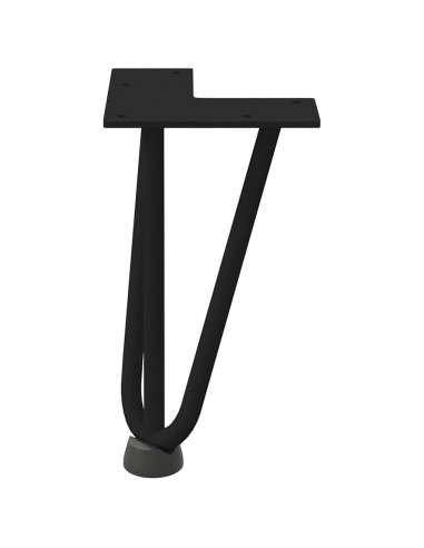 Gambe per Tavolo a Forcina 4 pz Nero 20 cm in Acciaio Massiccio