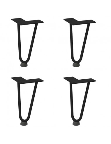 Gambe per Tavolo a Forcina 4 pz Nero 20 cm in Acciaio Massiccio