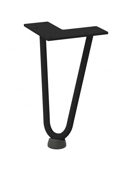 Gambe per Tavolo a Forcina 4 pz Nero 20 cm in Acciaio Massiccio