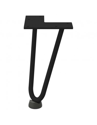 Gambe per Tavolo a Forcina 4 pz Nero 20 cm in Acciaio Massiccio