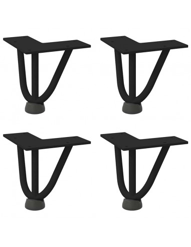 Gambe per Tavolo a Forcina 4 pz Nero 10 cm in Acciaio Massiccio