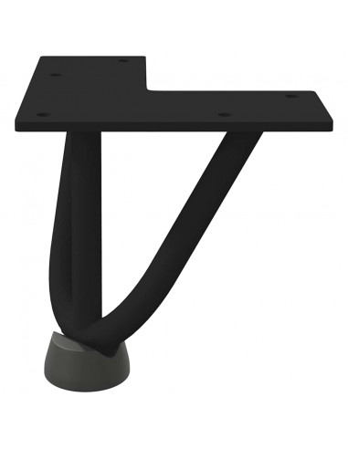 Gambe per Tavolo a Forcina 4 pz Nero 10 cm in Acciaio Massiccio