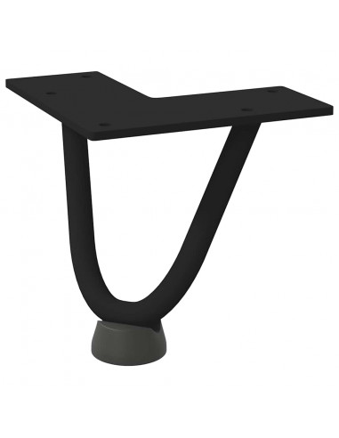 Gambe per Tavolo a Forcina 4 pz Nero 10 cm in Acciaio Massiccio