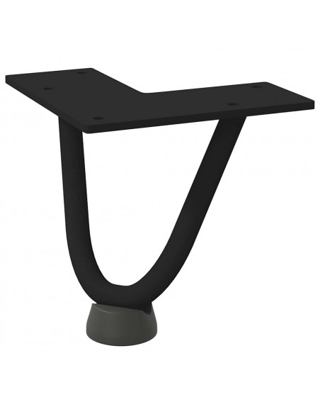 Gambe per Tavolo a Forcina 4 pz Nero 10 cm in Acciaio Massiccio