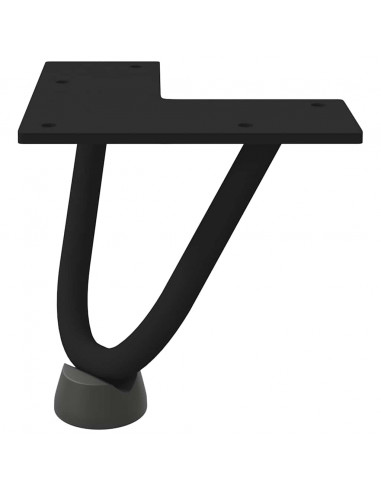 Gambe per Tavolo a Forcina 4 pz Nero 10 cm in Acciaio Massiccio