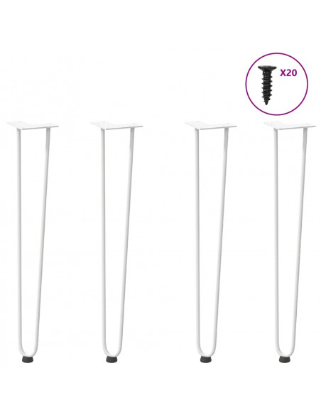 Gambe per Tavolo a Forcina 4 pz Bianco 72 cm Acciaio Massiccio