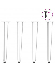 Gambe per Tavolo a Forcina 4 pz Bianco 72 cm Acciaio Massiccio