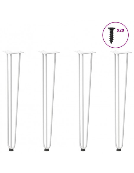 Gambe per Tavolo a Forcina 4 pz Bianco 72 cm Acciaio Massiccio