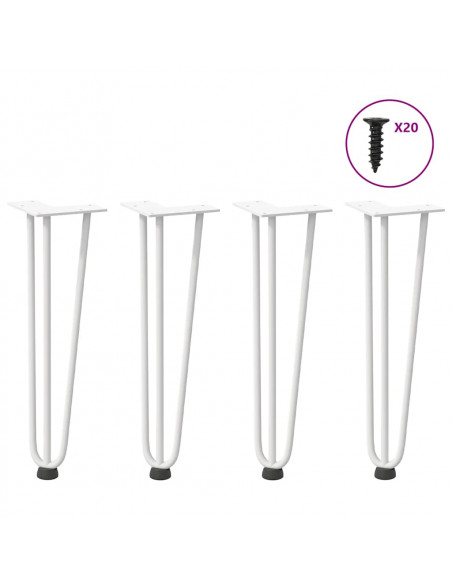 Gambe per Tavolo a Forcina 4 pz Bianco 42 cm Acciaio Massiccio