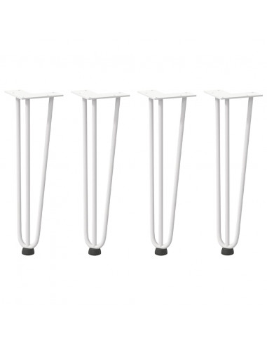 Gambe per Tavolo a Forcina 4 pz Bianco 42 cm Acciaio Massiccio