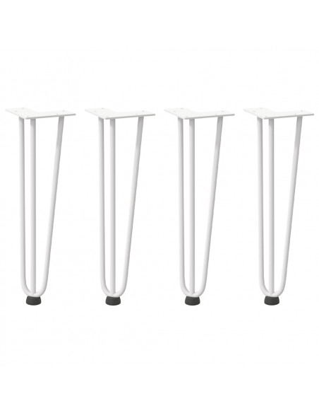 Gambe per Tavolo a Forcina 4 pz Bianco 42 cm Acciaio Massiccio