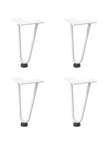 Gambe per Tavolo a Forcina 4 pz Bianco 20 cm Acciaio Massiccio