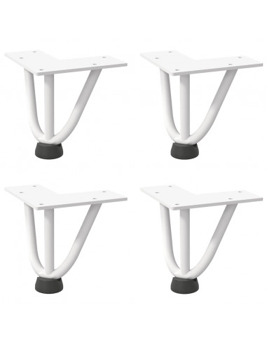 Gambe per Tavolo a Forcina 4 pz Bianco 10 cm Acciaio Massiccio