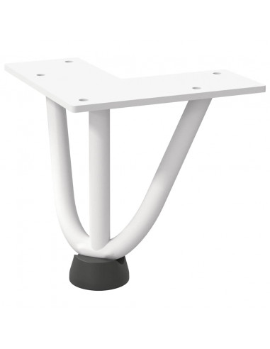 Gambe per Tavolo a Forcina 4 pz Bianco 10 cm Acciaio Massiccio
