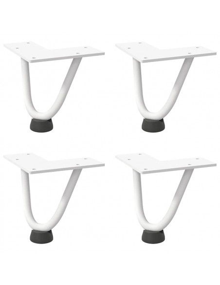 Gambe a forcina per tavolino 4 pz bianche 10 cm in acciaio massiccio