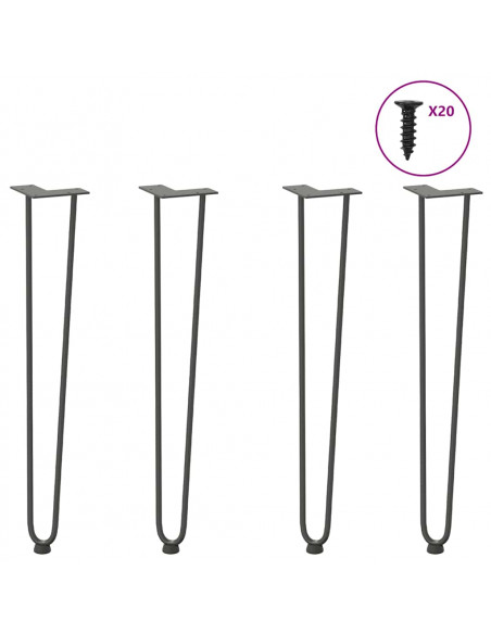 Gambe Tavolo a Forcina 4 pz Antracite 72 cm Acciaio Massiccio