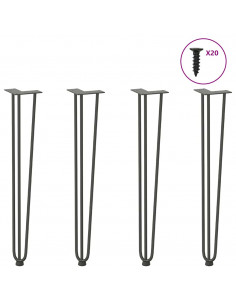 Gambe Tavolo a Forcina 4 pz Antracite 72 cm Acciaio Massiccio
