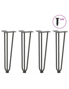 Gambe Tavolo a Forcina 4 pz Antracite 42 cm Acciaio Massiccio