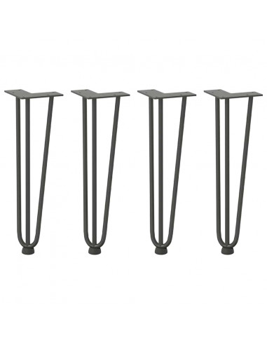 Gambe Tavolo a Forcina 4 pz Antracite 42 cm Acciaio Massiccio